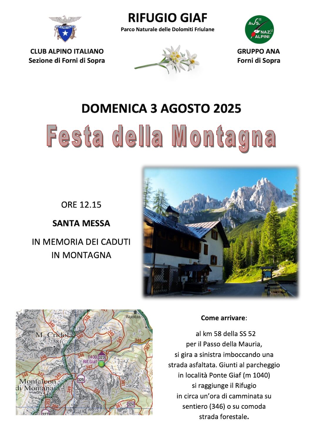 festa della montagna rifugio giaf 2025